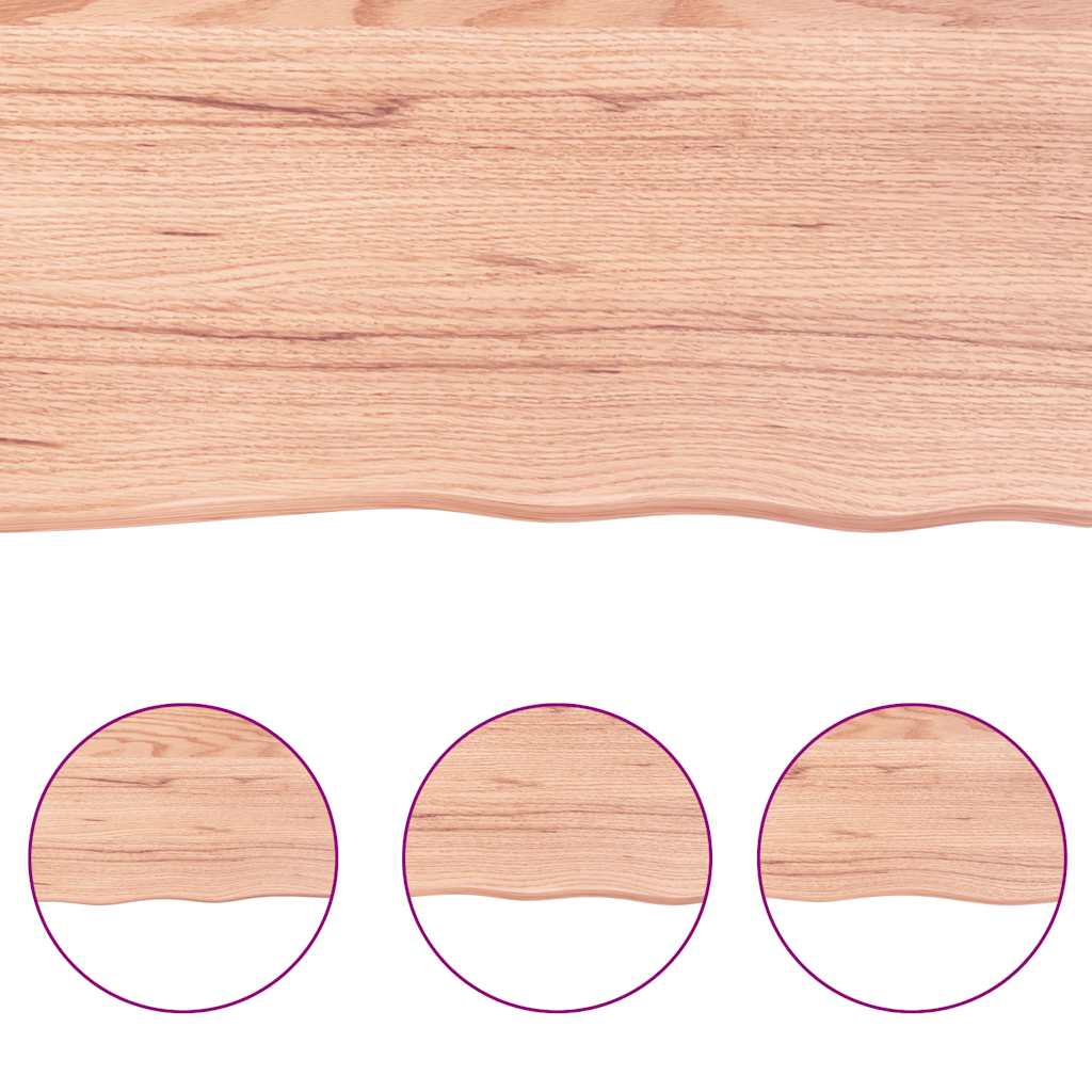 bordplade 120x50x(2-6) cm naturlig kant behandlet træ lysebrun - Image 6