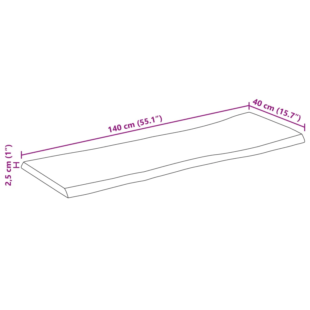 bordplade 140x40x2,5 cm naturlig kant massivt ru mangotræ - Image 8