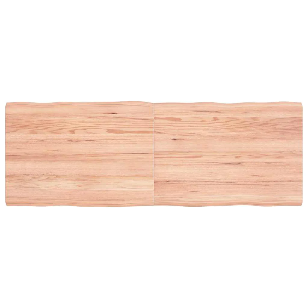 bordplade 140x50x(2-4) cm naturlig kant behandlet træ lysebrun
