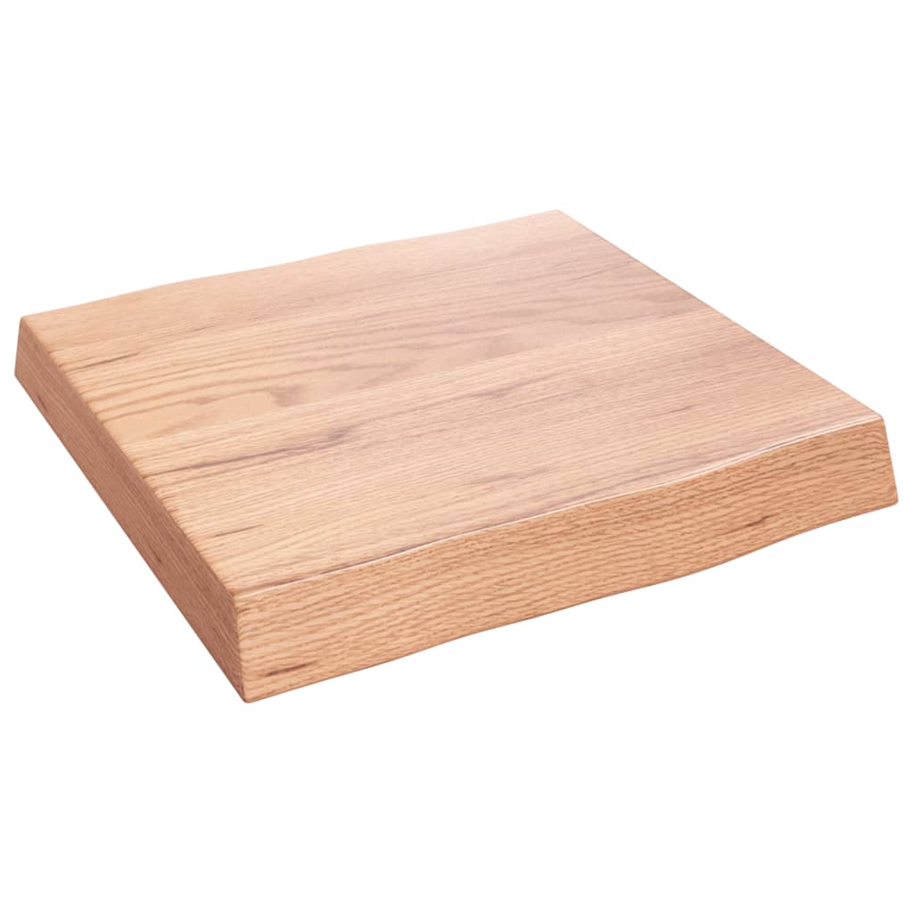 bordplade 40x40x(2-6) cm naturlig kant behandlet træ lysebrun - Image 3