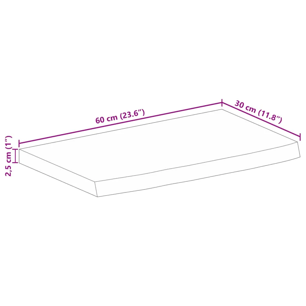 bordplade 60x30x2,5 cm naturlig kant massivt mangotræ - Image 8