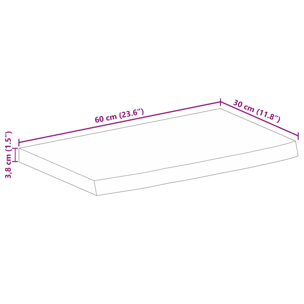 bordplade 60x30x3,8 cm naturlig kant massivt mangotræ - Image 8