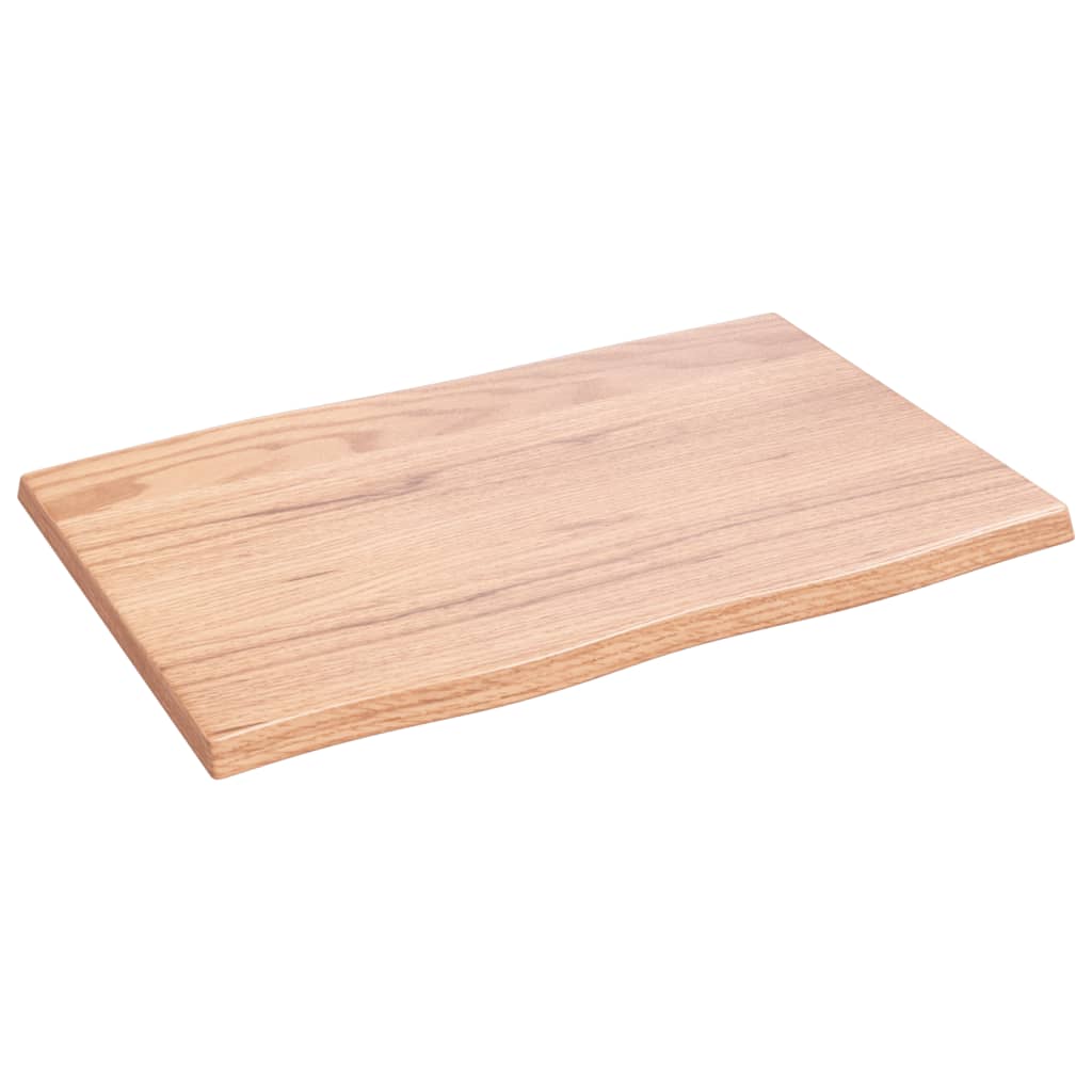 bordplade 60x40x2 cm naturlig kant behandlet egetræ lysebrun - Image 4