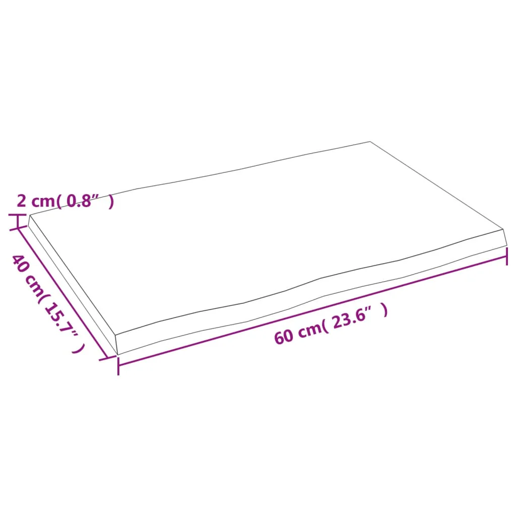bordplade 60x40x2 cm naturlig kant ubehandlet massivt egetræ - Image 7