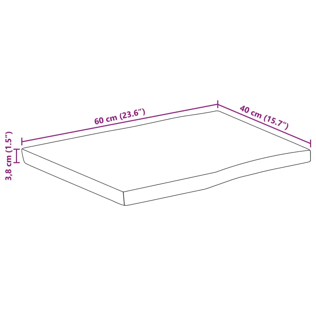 bordplade 60x40x3,8 cm rektangulær massivt akacietræ - Image 8