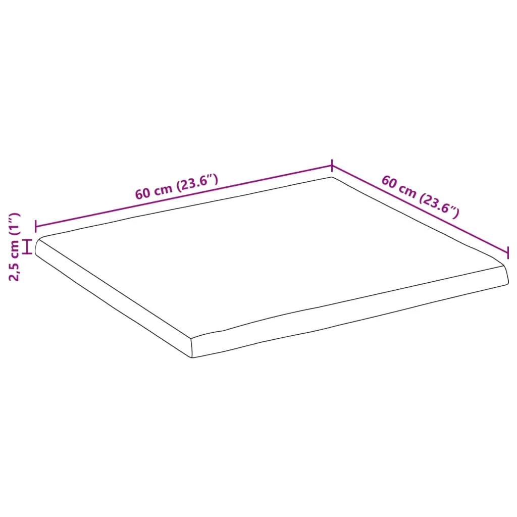 bordplade 60x60x2,5 cm naturlig kant massivt ru mangotræ - Image 8