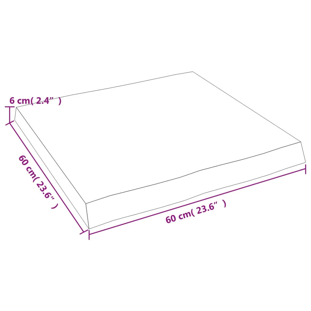 bordplade 60x60x(2-6)cm naturlig kant ubehandlet massivt træ - Image 8