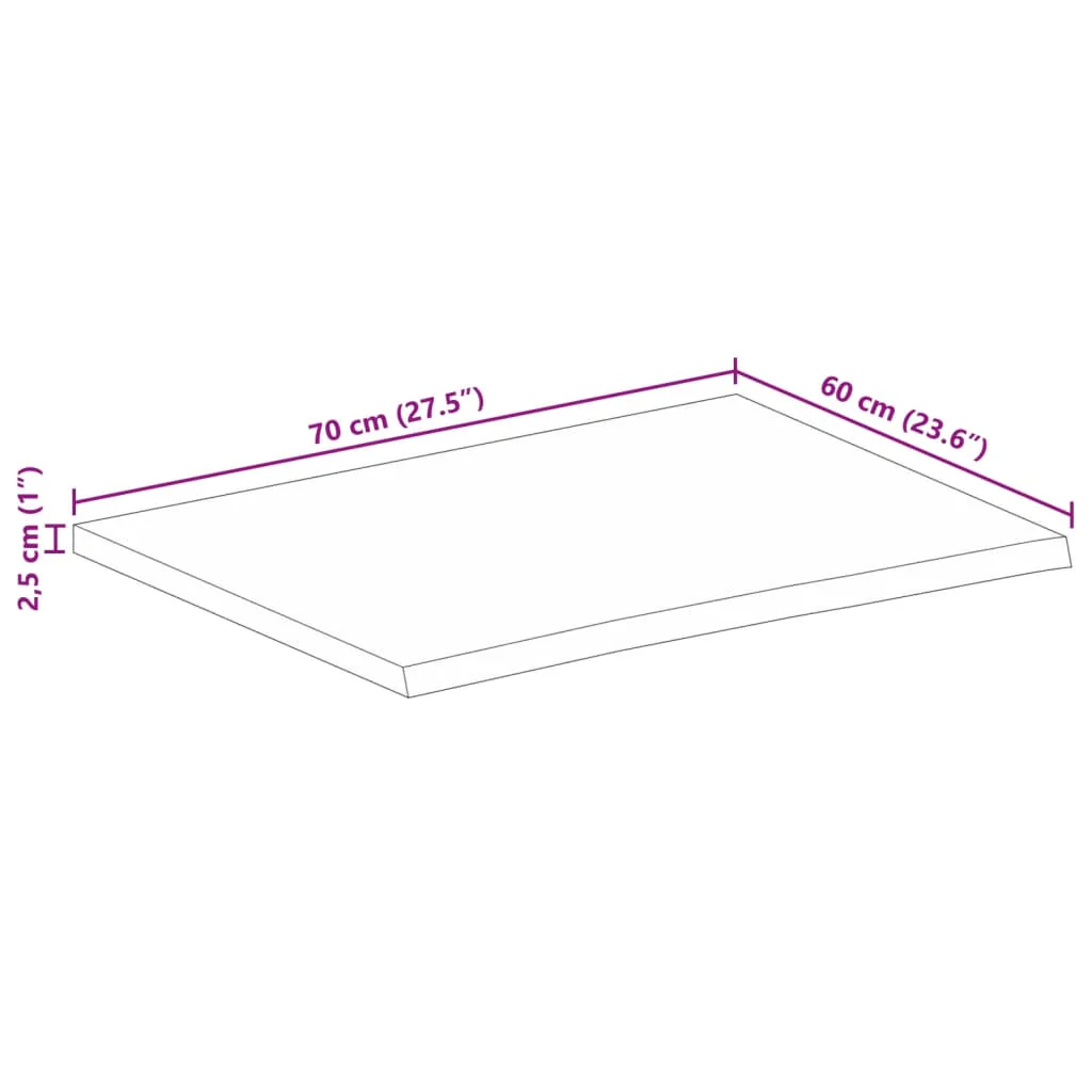 bordplade 70x60x2,5 cm naturlig kant massivt mangotræ - Image 8