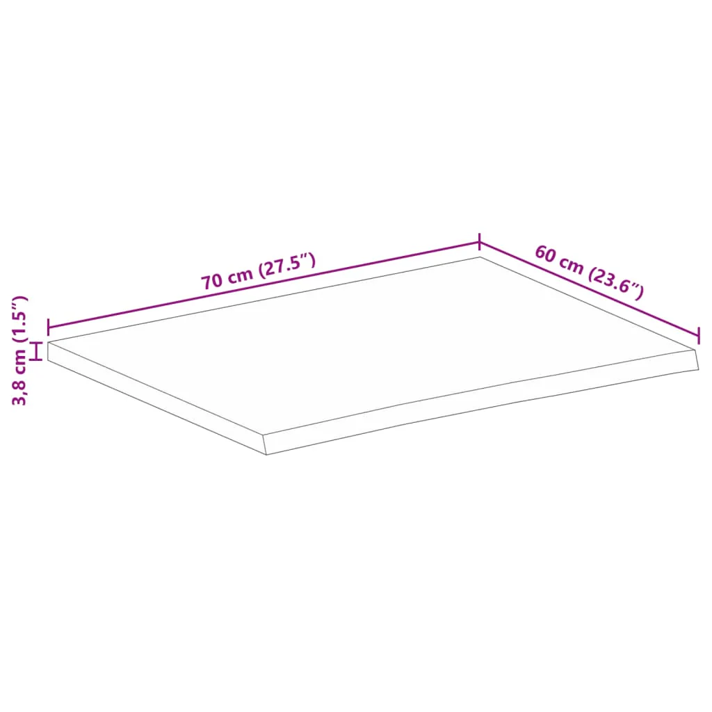 bordplade 70x60x3,8 cm naturlig kant massivt mangotræ - Image 8