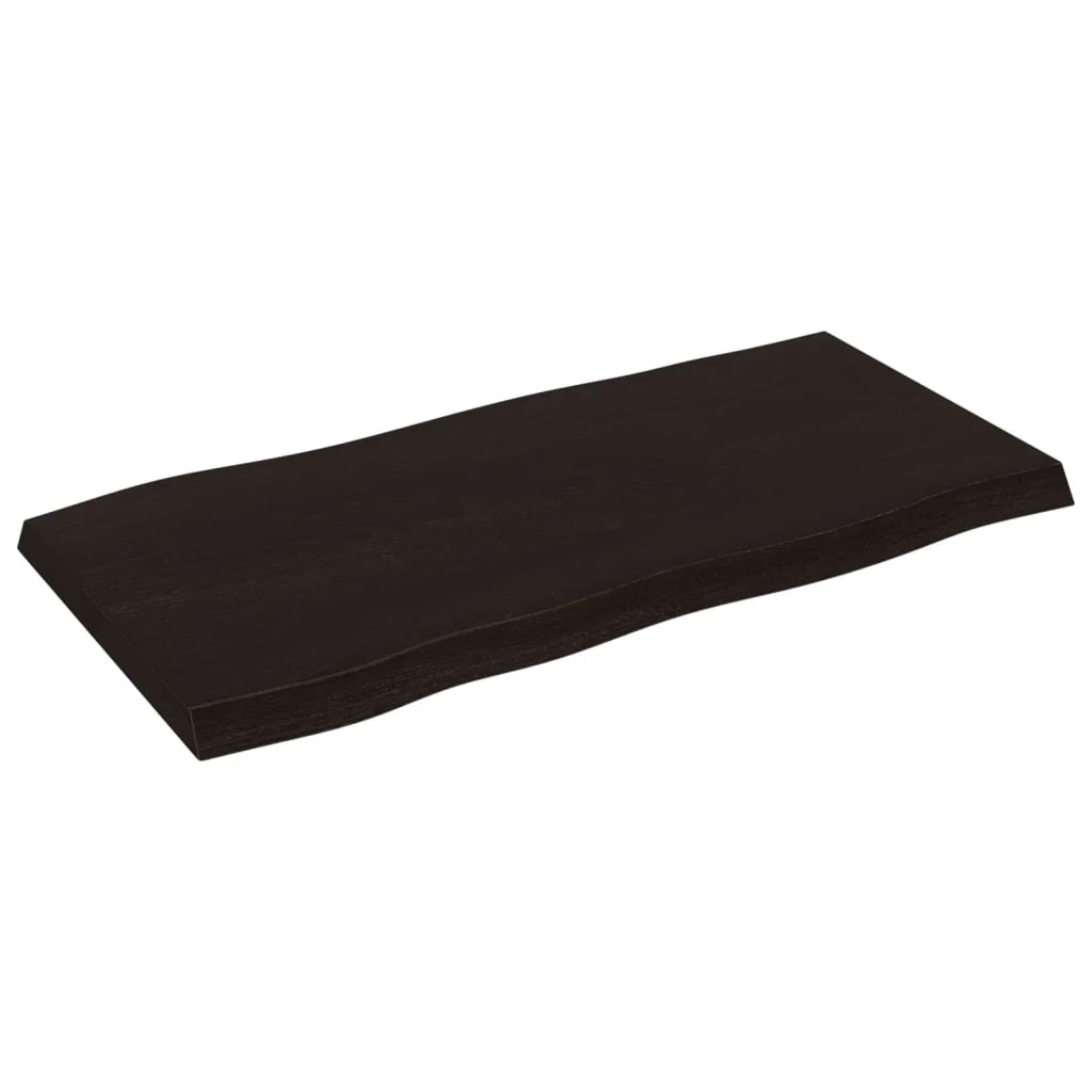 bordplade 80x40x(2-4) cm naturlig kant behandlet træ mørkebrun - Image 4