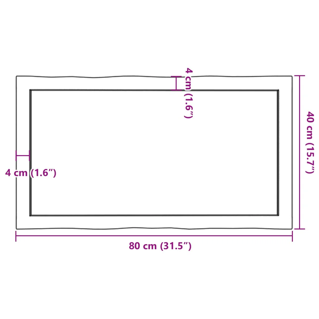 bordplade 80x40x(2-4)cm naturlig kant ubehandlet massivt træ - Image 9