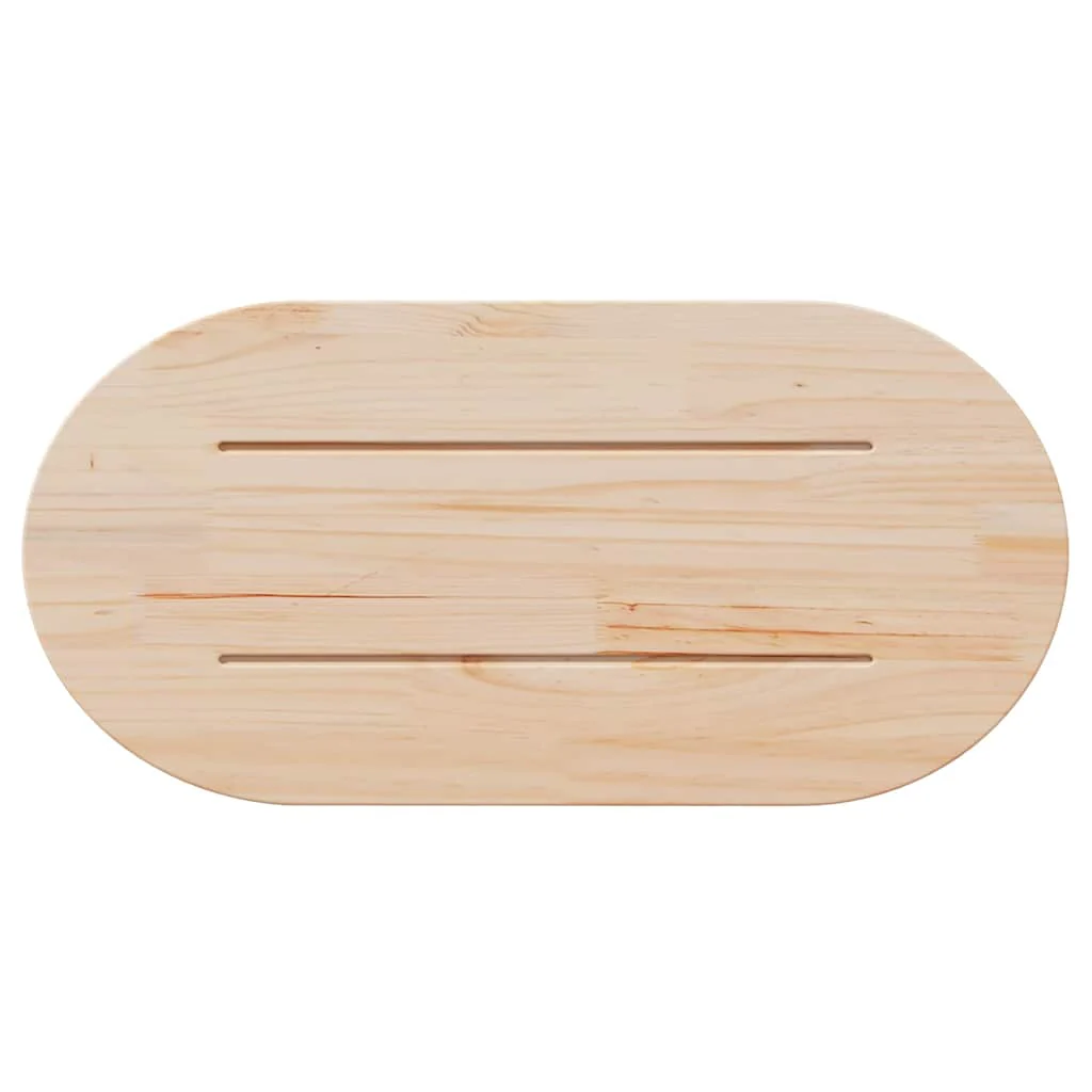bordplade 80x40x2,5 cm oval massivt fyrretræ hvid - Image 4