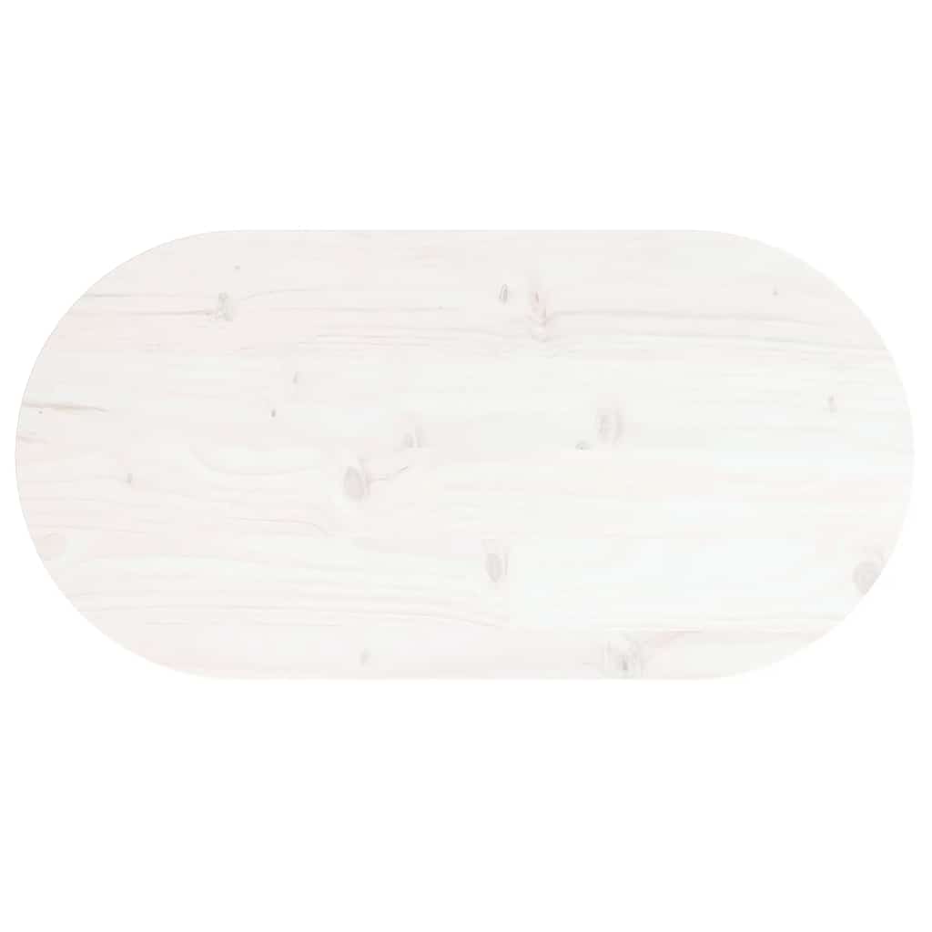 bordplade 80x40x2,5 cm oval massivt fyrretræ hvid - Image 5