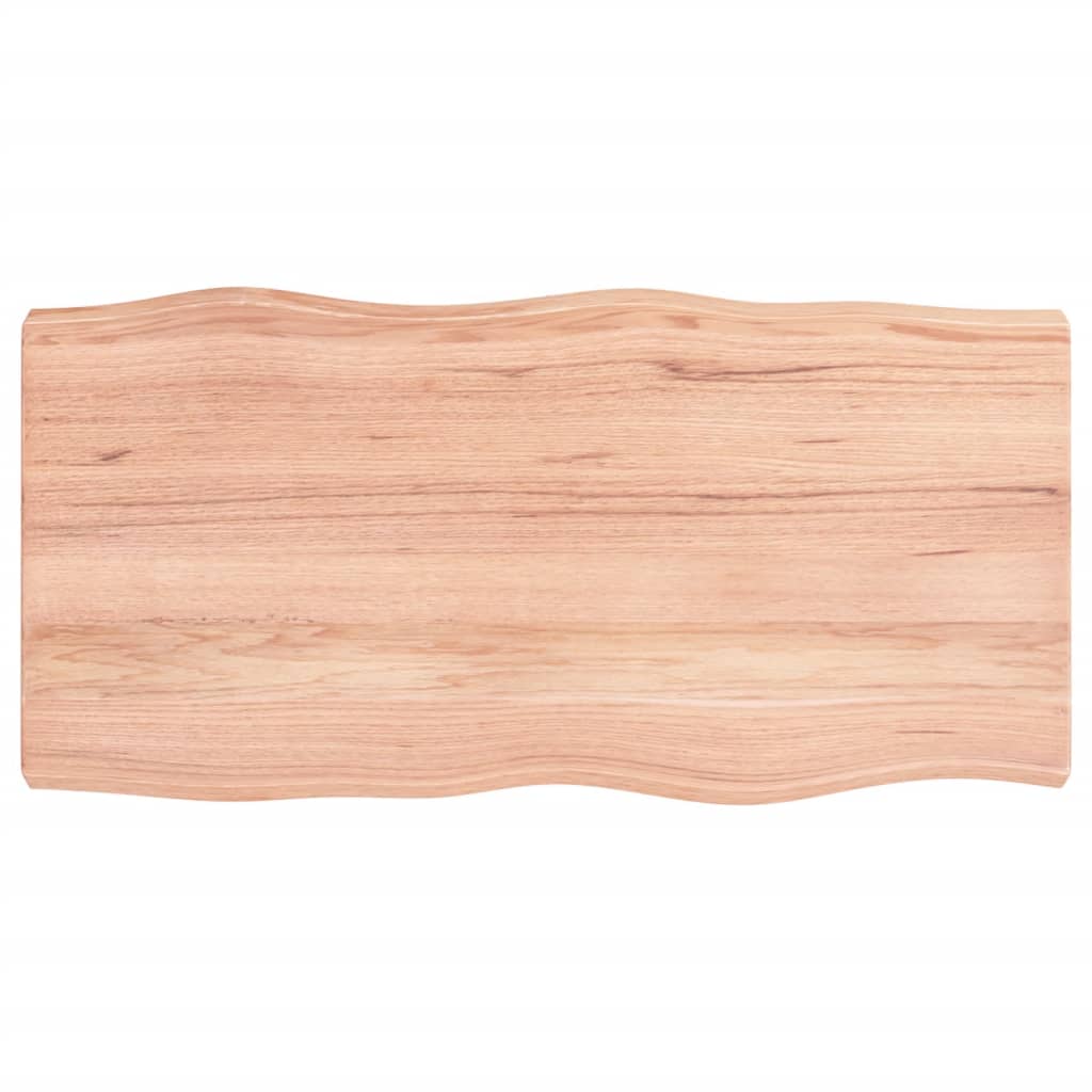 bordplade 80x40x(2-6) cm naturlig kant behandlet træ lysebrun - Image 2