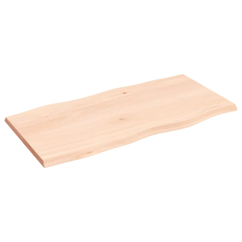 bordplade 80x40x2 cm naturlig kant ubehandlet massivt egetræ - Image 4