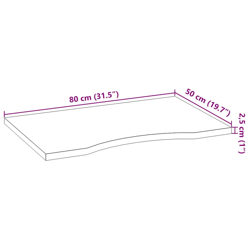 bordplade 80x50x2,5 cm massivt egetræ rektangulær mørkebrun - Image 9