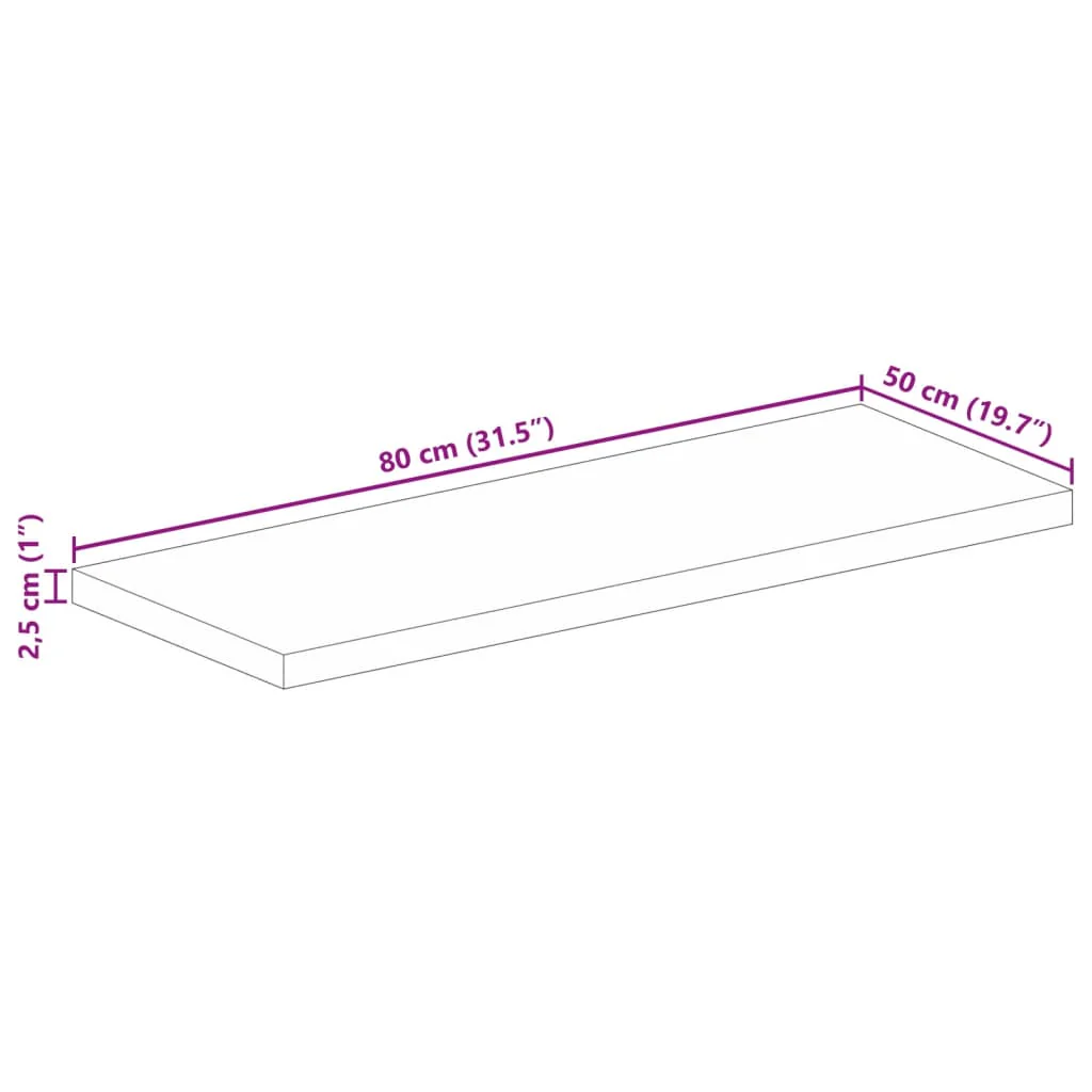 bordplade 80x50x2,5 cm rektangulær massivt ru mangotræ - Image 8