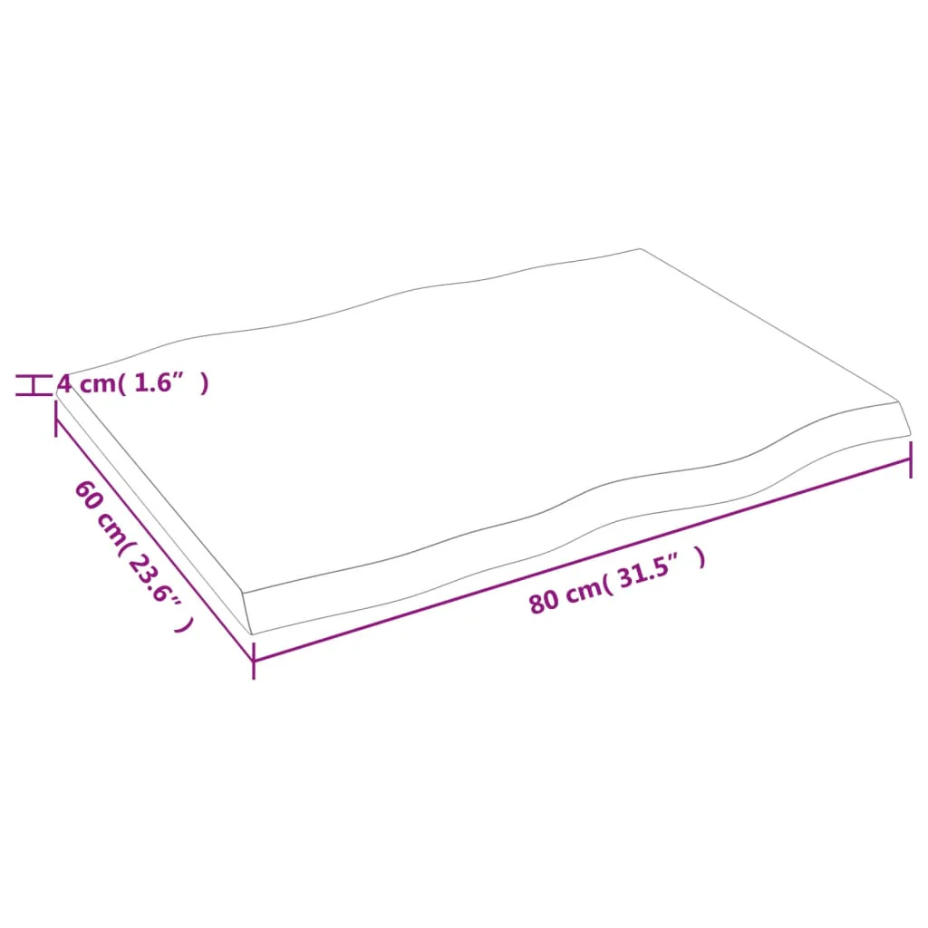 bordplade 80x60x(2-4)cm naturlig kant ubehandlet massivt træ - Image 8