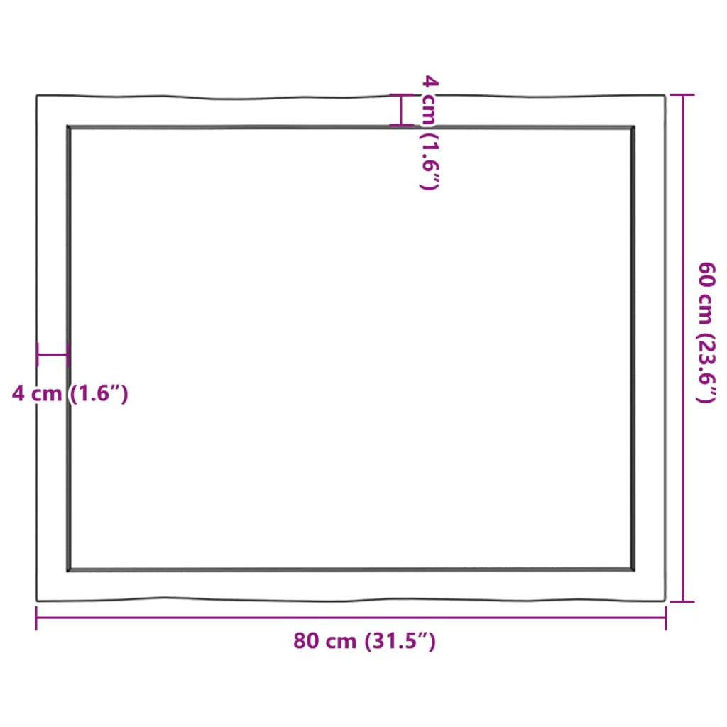 bordplade 80x60x(2-4)cm naturlig kant ubehandlet massivt træ - Image 9