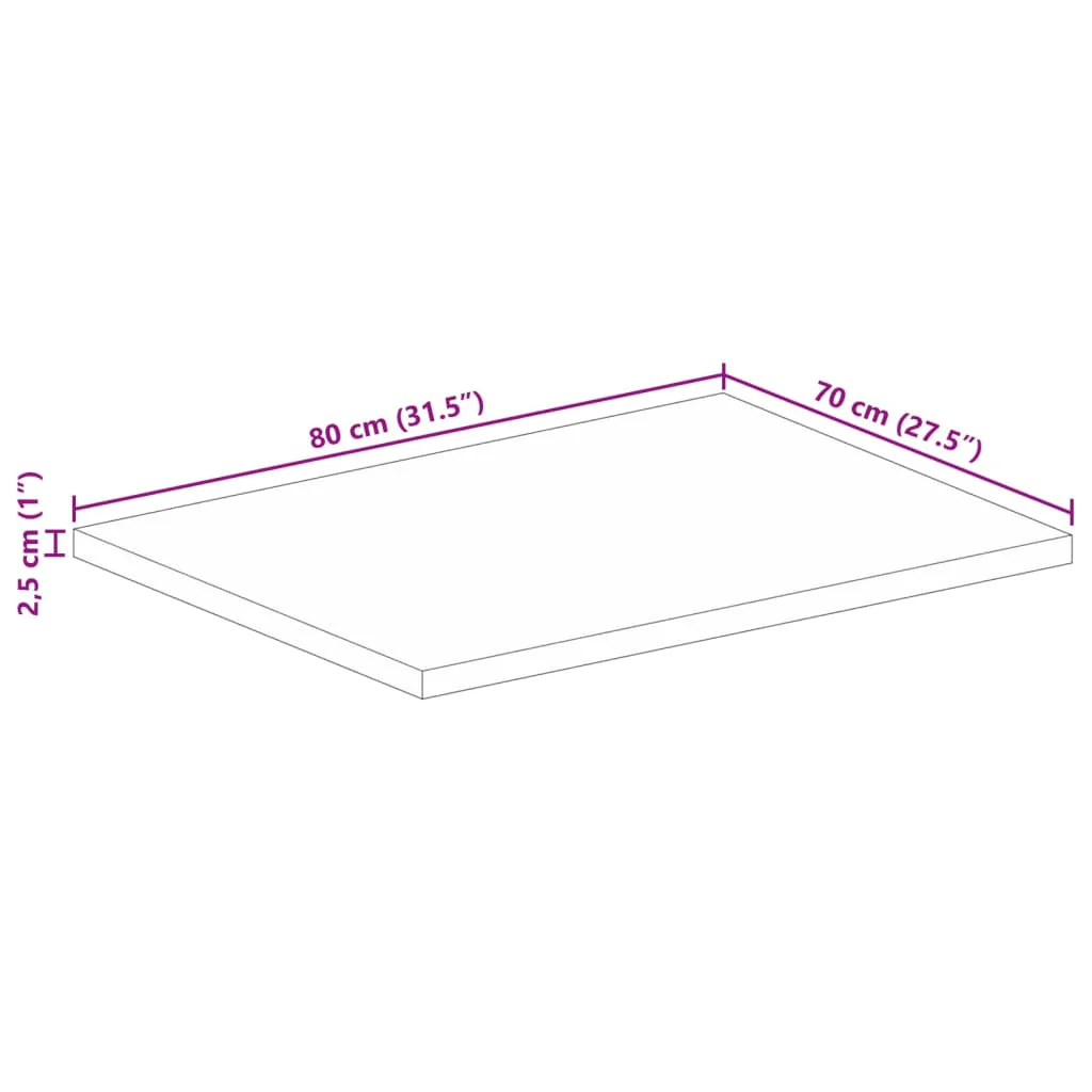 bordplade 80x70x2,5 cm rektangulær massivt ru mangotræ - Image 8