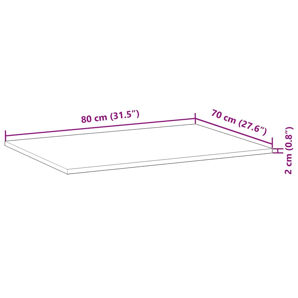 bordplade 80x70x2 cm rektangulær massivt akacietræ - Image 9