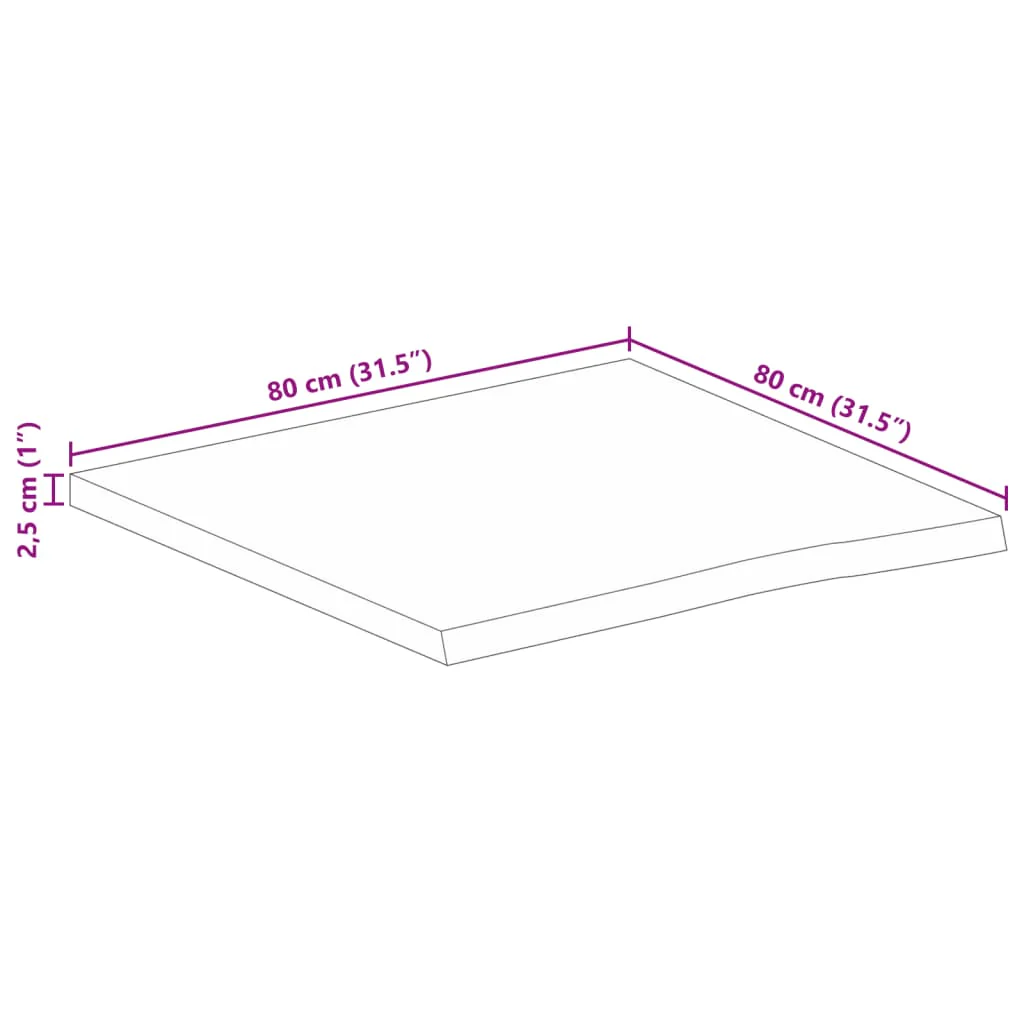 bordplade 80x80x2,5 cm naturlig kant massivt ru mangotræ - Image 8