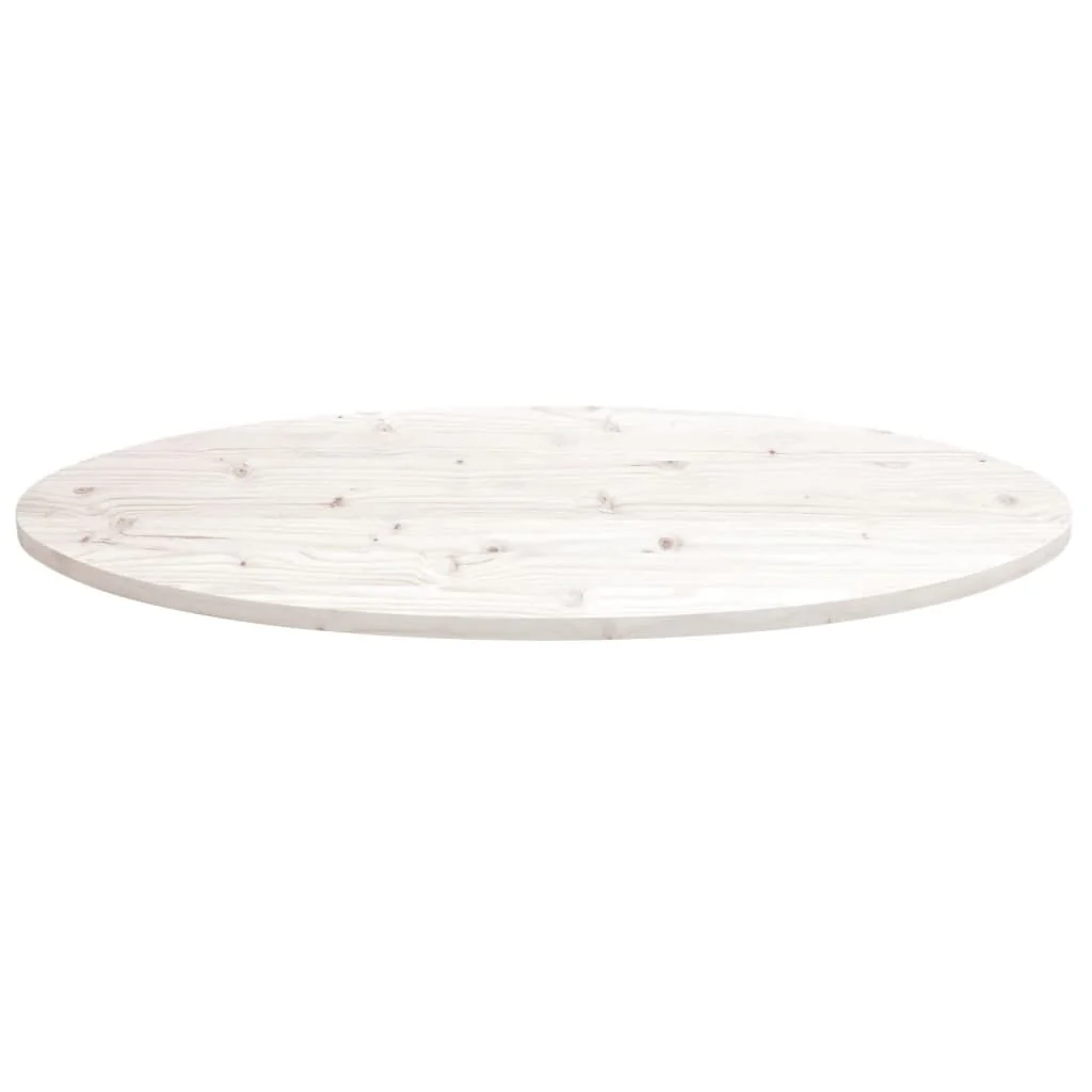 bordplade 90x45x2,5 cm oval massivt fyrretræ hvid - Image 3