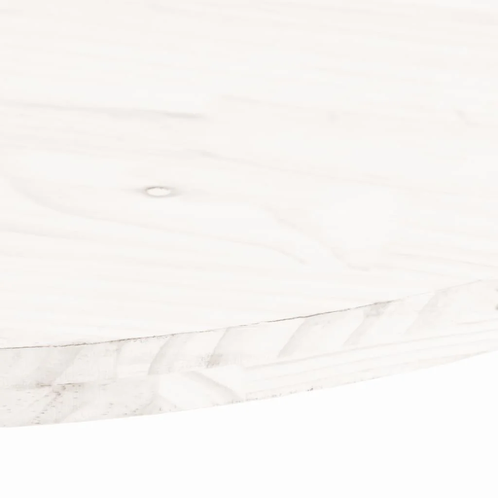 bordplade 90x45x2,5 cm oval massivt fyrretræ hvid - Image 5