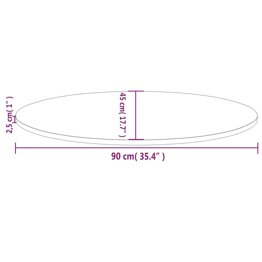 bordplade 90x45x2,5 cm oval massivt fyrretræ hvid - Image 7