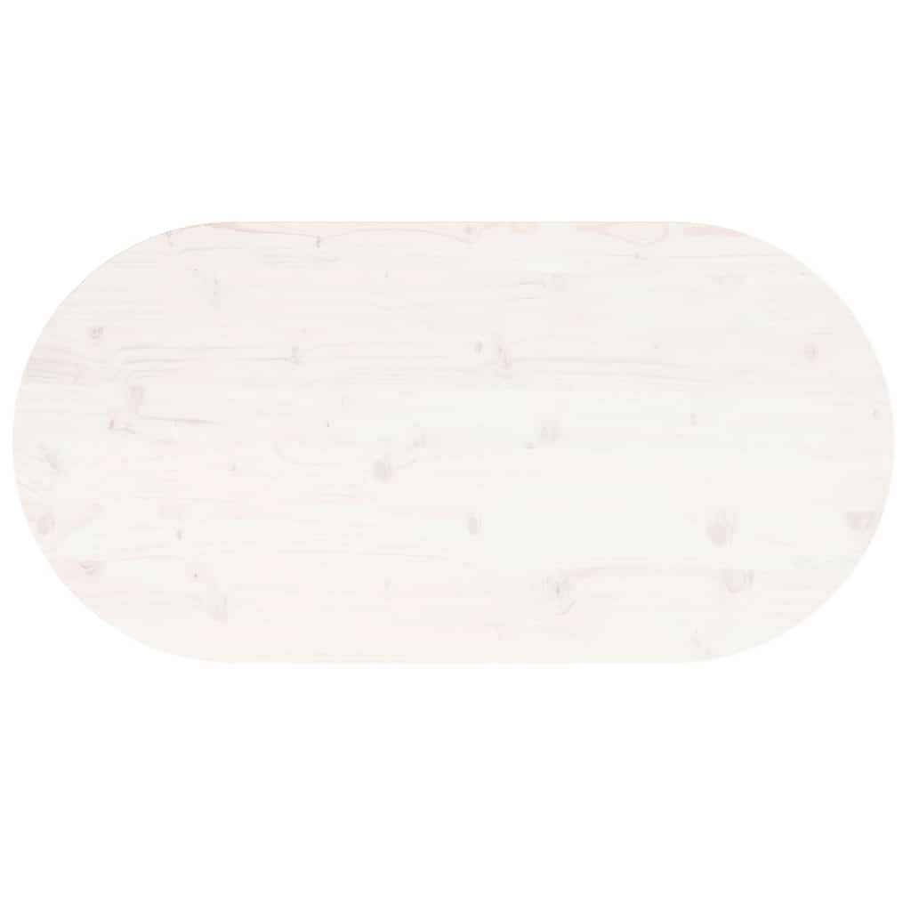 bordplade 90x45x2,5 cm oval massivt fyrretræ hvid - Image 5