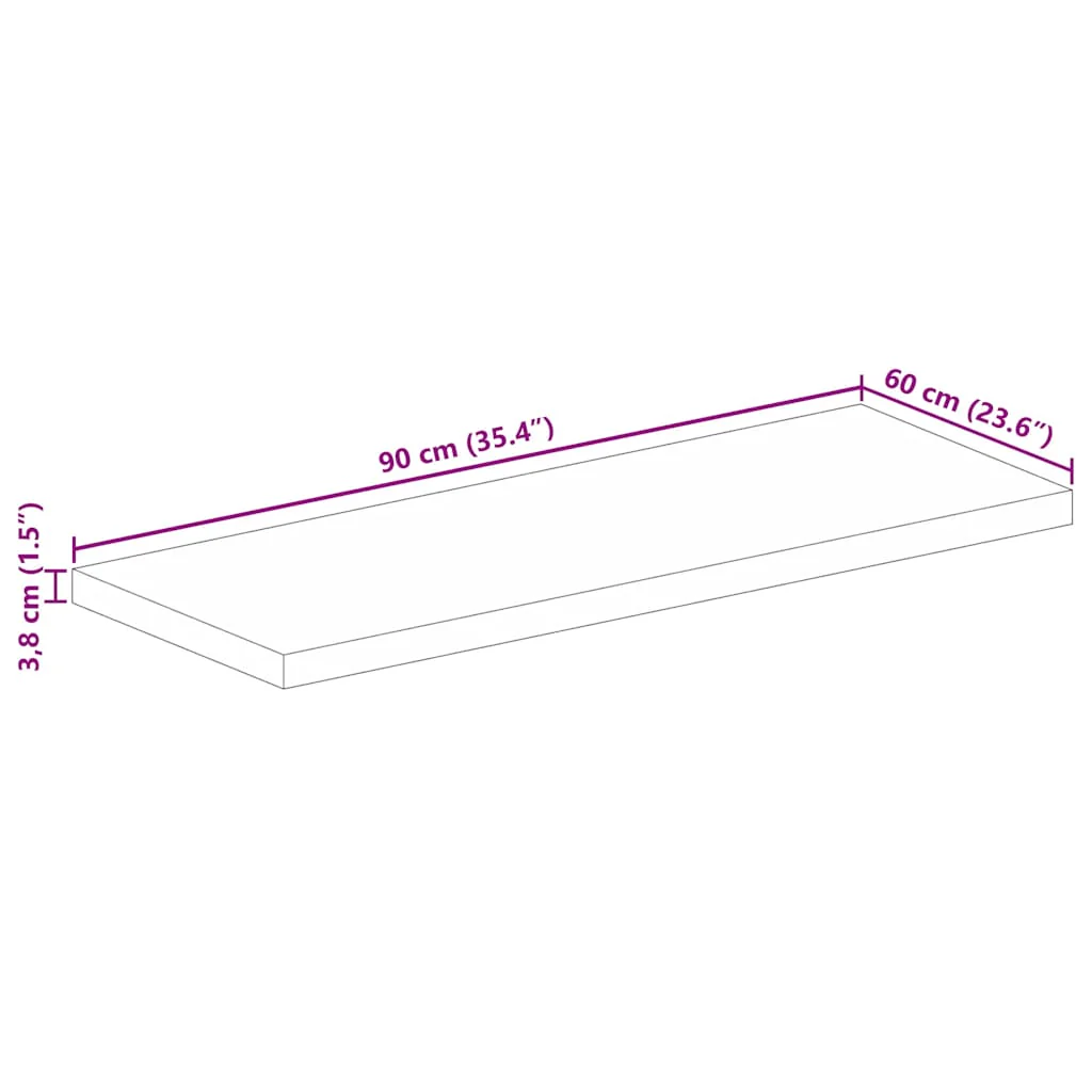 bordplade 90x60x3,8 cm rektangulær massivt mangotræ - Image 8