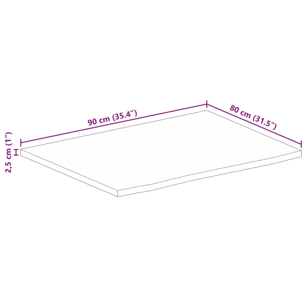 bordplade 90x80x2,5 cm naturlig kant massivt mangotræ - Image 8
