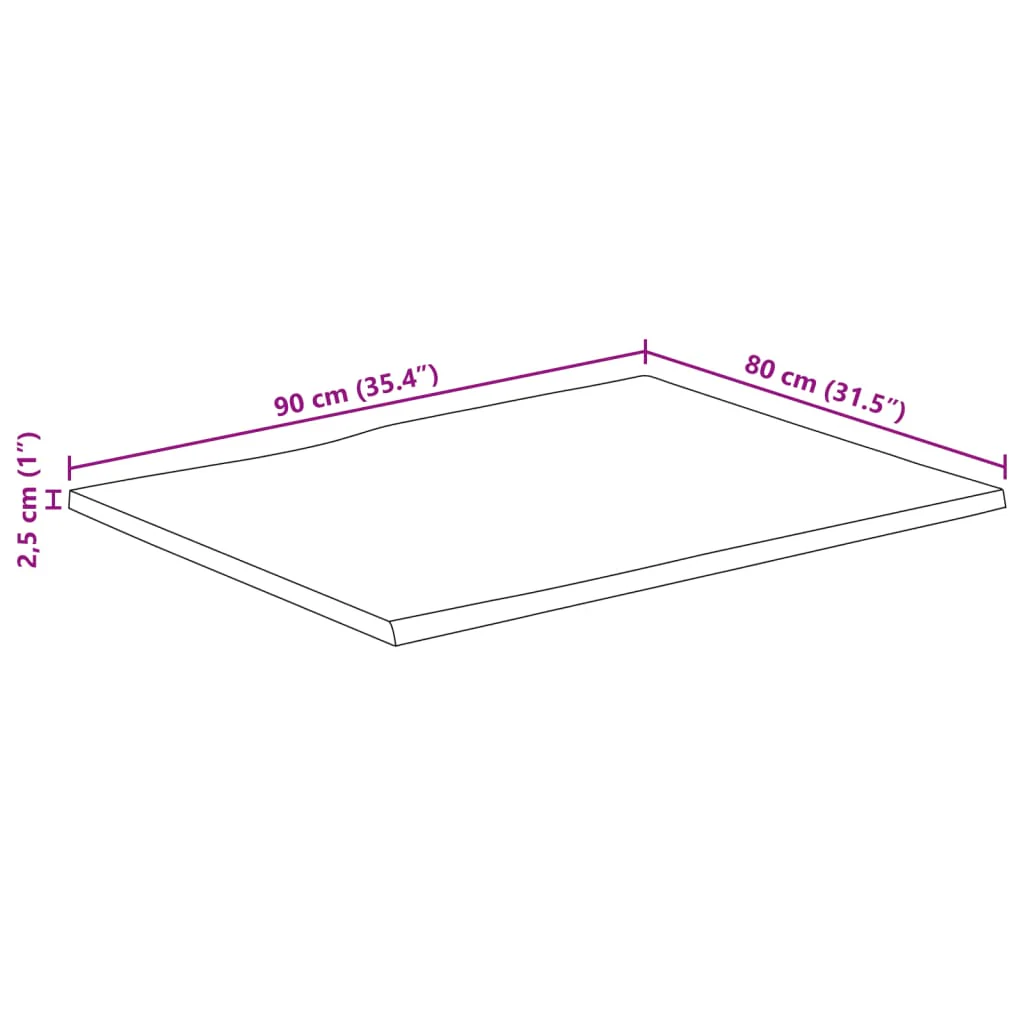 bordplade 90x80x2,5 cm naturlig kant massivt ru mangotræ - Image 8