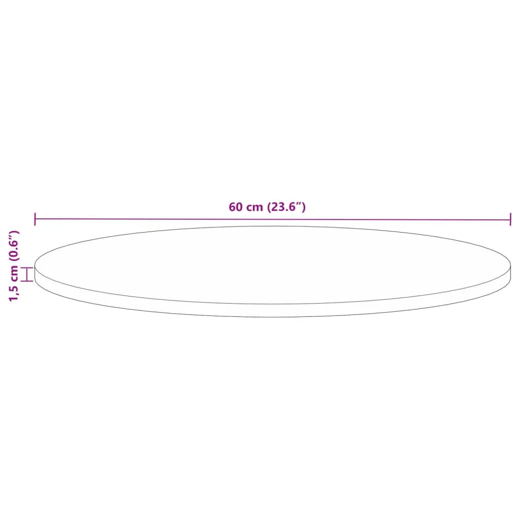 bordplade Ø60x1,5 cm rund massivt genbrugstræ - Image 8