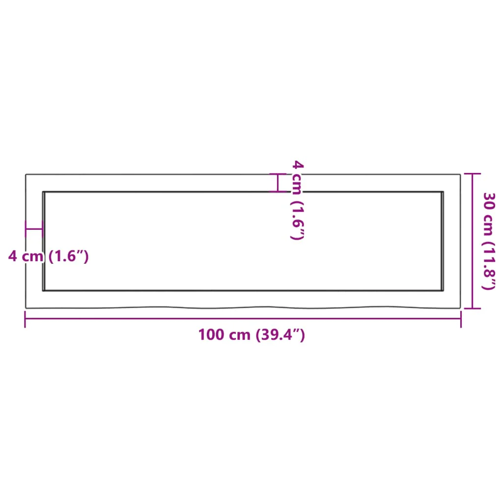bordplade til badeværelse 100x30x(2-4) cm massivt træ lysebrun - Image 8
