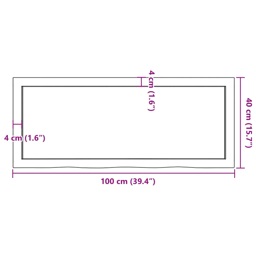 bordplade til badeværelse 100x40x(2-4) cm massivt træ lysebrun - Image 8