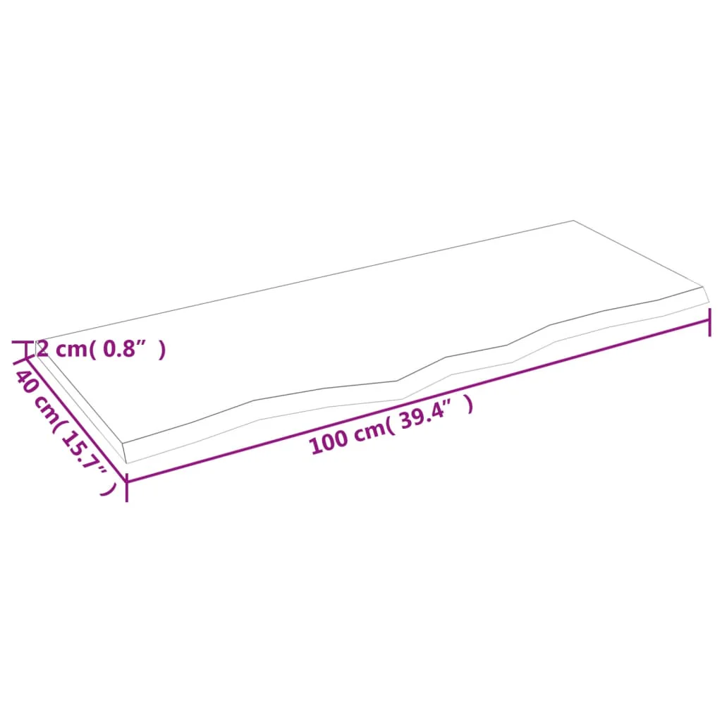 bordplade til badeværelse 100x40x2 cm massivt træ lysebrun - Image 6