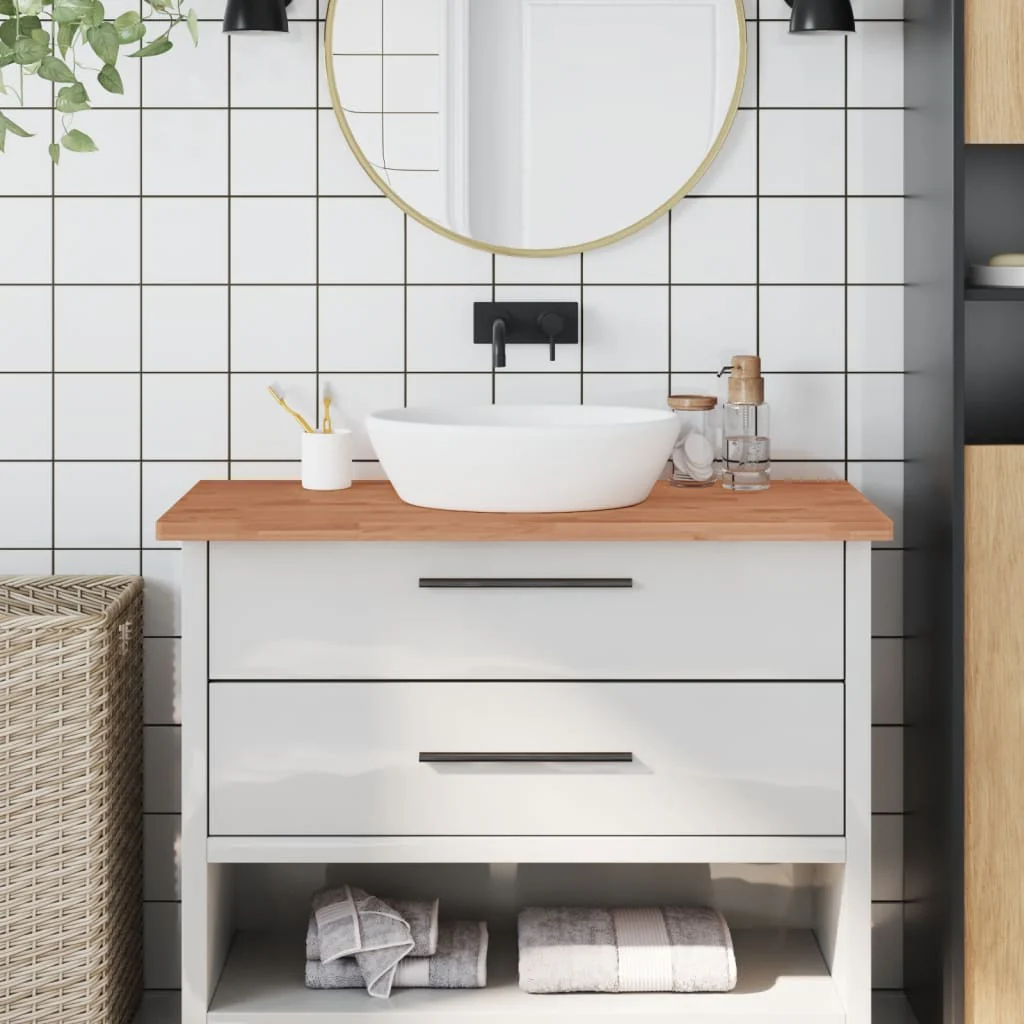 bordplade til badeværelse 100x50x2,5 cm massivt bøgetræ