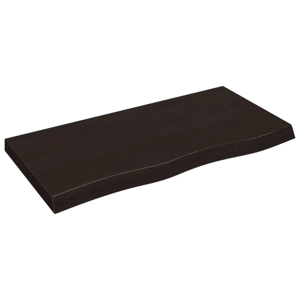 bordplade til badeværelse 100x50x(2-6) cm massivt træ mørkebrun - Image 2