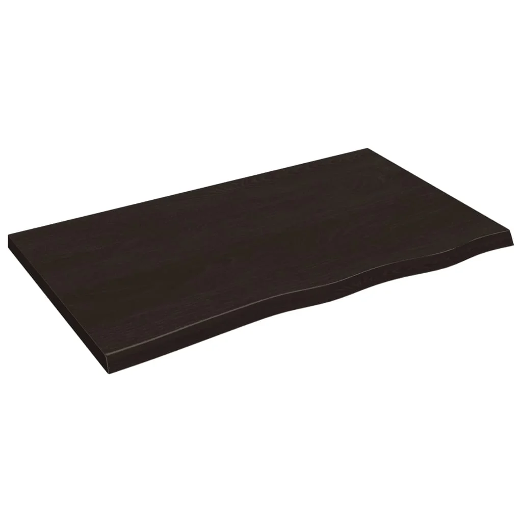 bordplade til badeværelse 100x60x(2-4) cm massivt træ mørkebrun - Image 2