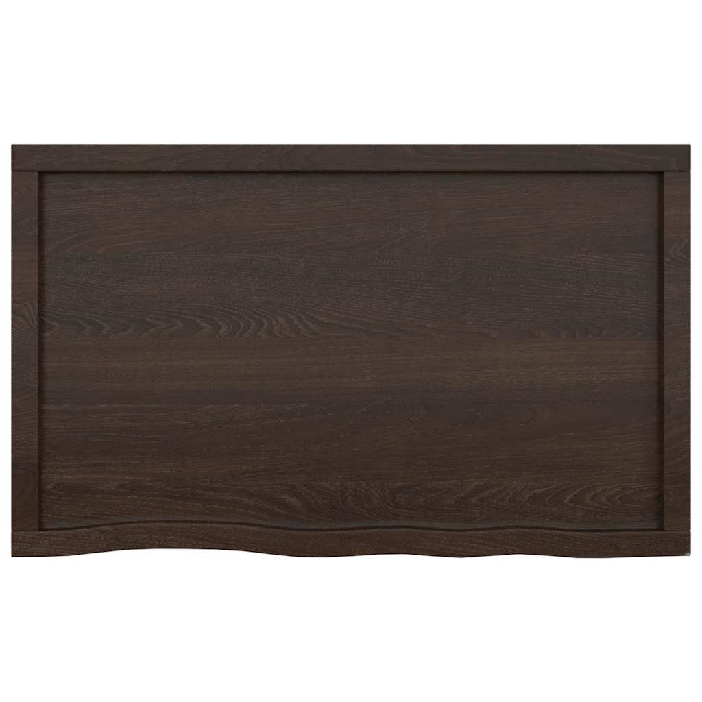 bordplade til badeværelse 100x60x(2-6) cm massivt træ mørkebrun - Image 4