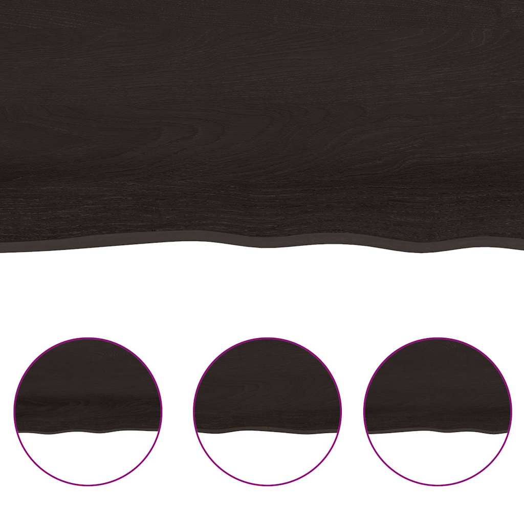 bordplade til badeværelse 100x60x(2-6) cm massivt træ mørkebrun - Image 5