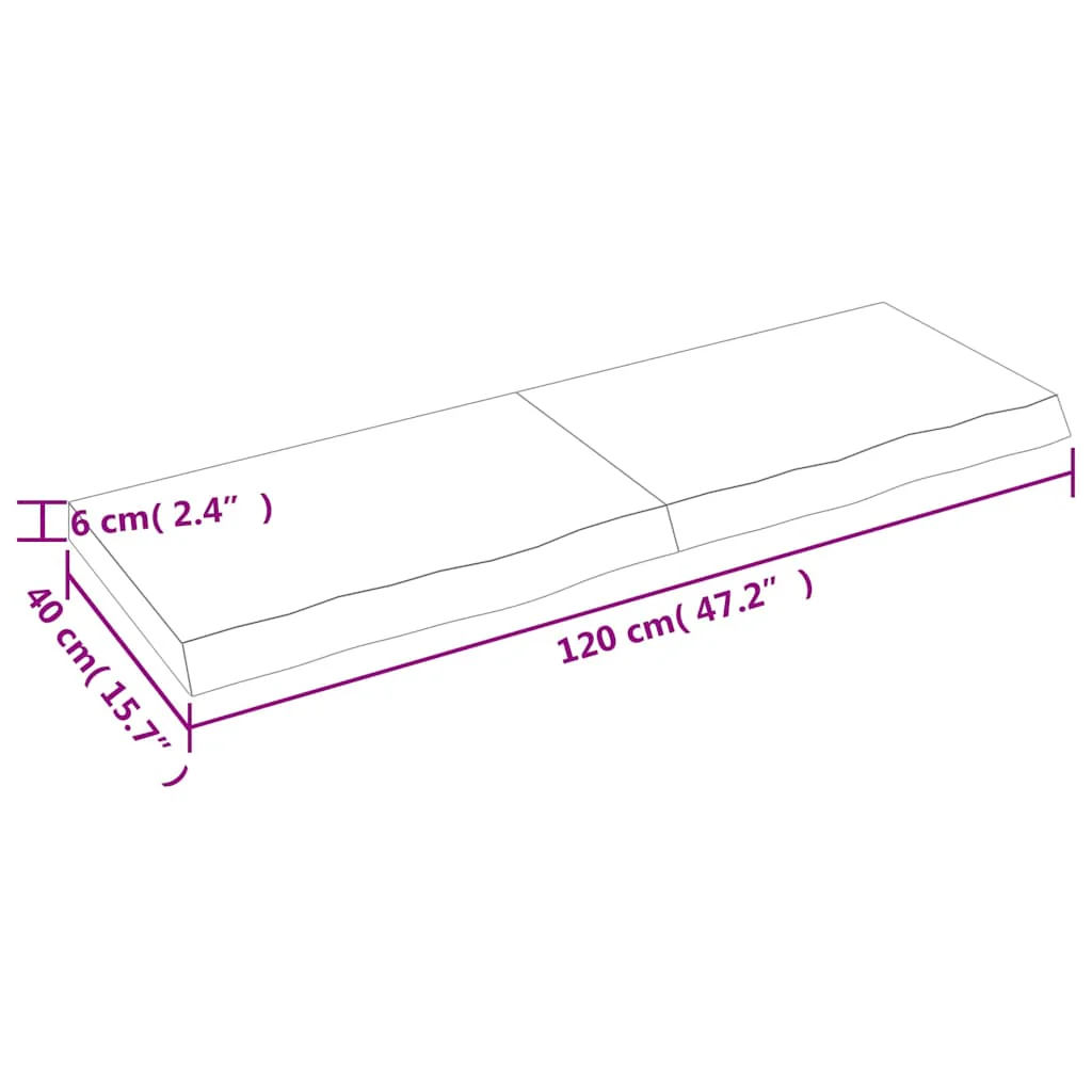 bordplade til badeværelse 120x40x(2-6) cm massivt træ mørkebrun - Image 9