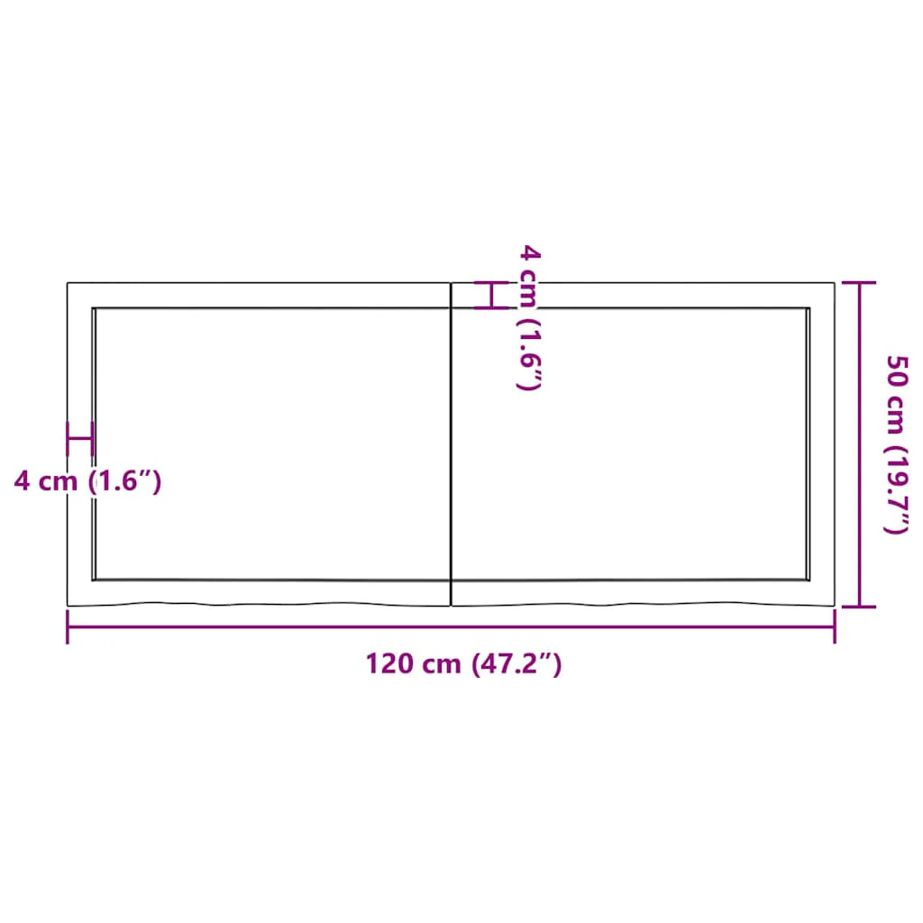 bordplade til badeværelse 120x50x(2-4) cm massivt træ lysebrun - Image 10