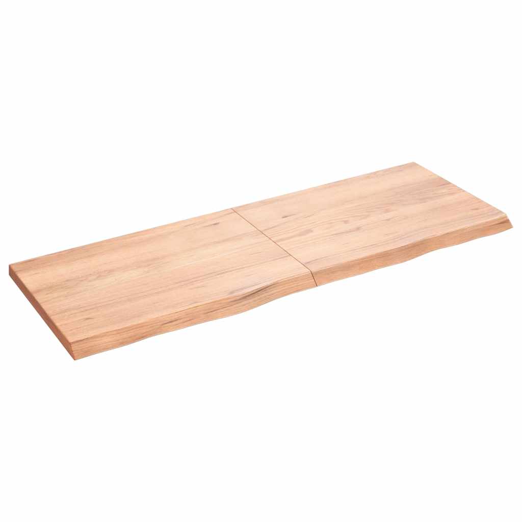 bordplade til badeværelse 140x50x(2-4) cm massivt træ lysebrun - Image 2