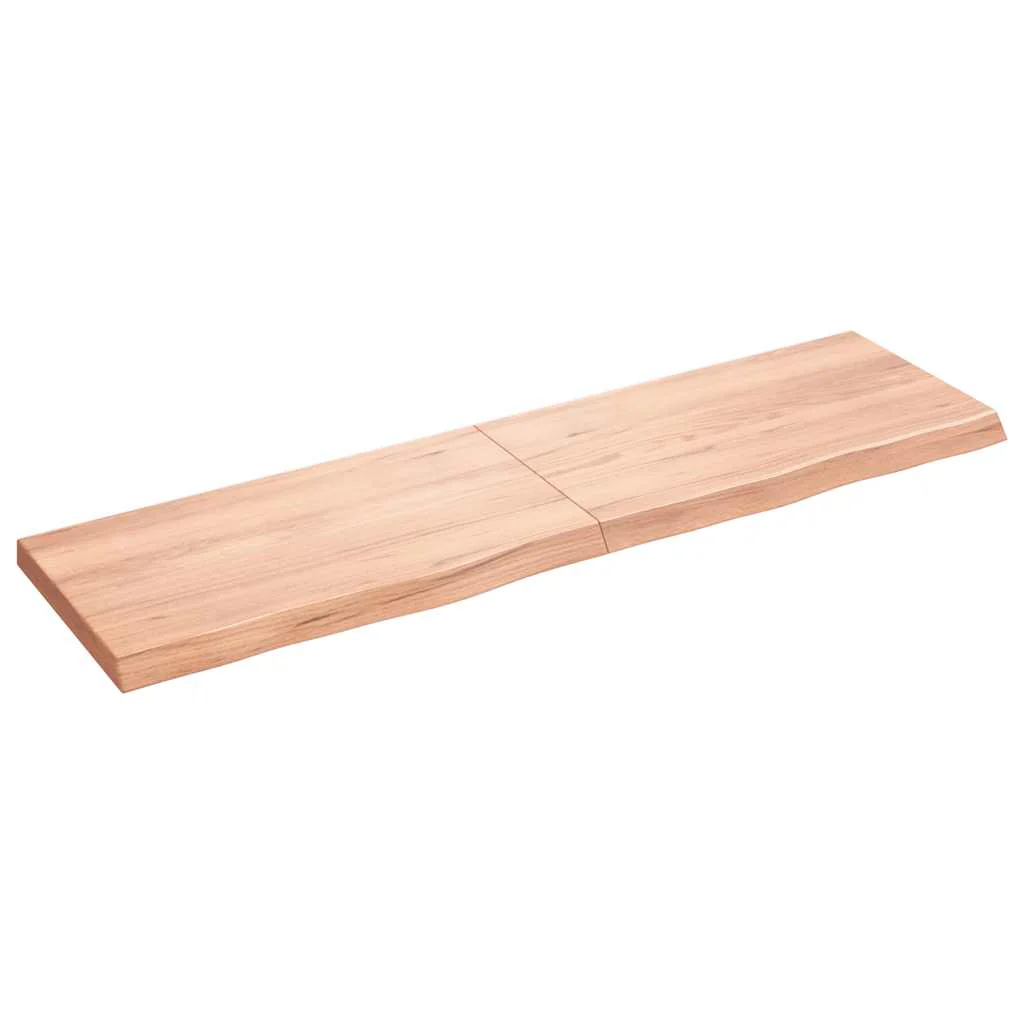 bordplade til badeværelse 180x50x(2-6) cm massivt træ lysebrun - Image 2