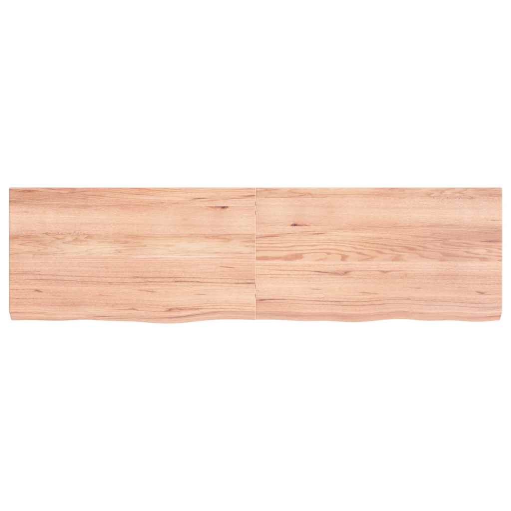 bordplade til badeværelse 180x50x(2-6) cm massivt træ lysebrun - Image 3