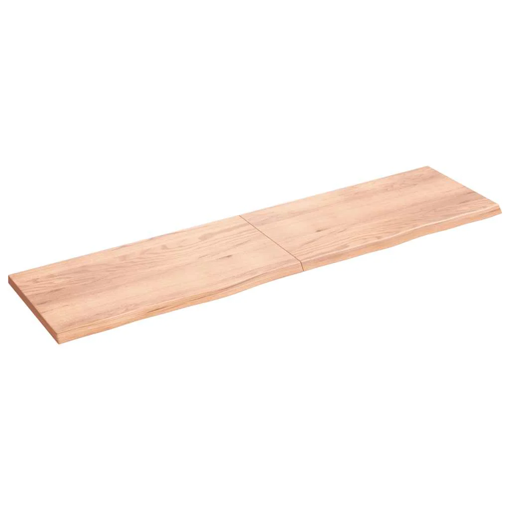 bordplade til badeværelse 200x50x(2-4) cm massivt træ lysebrun - Image 2