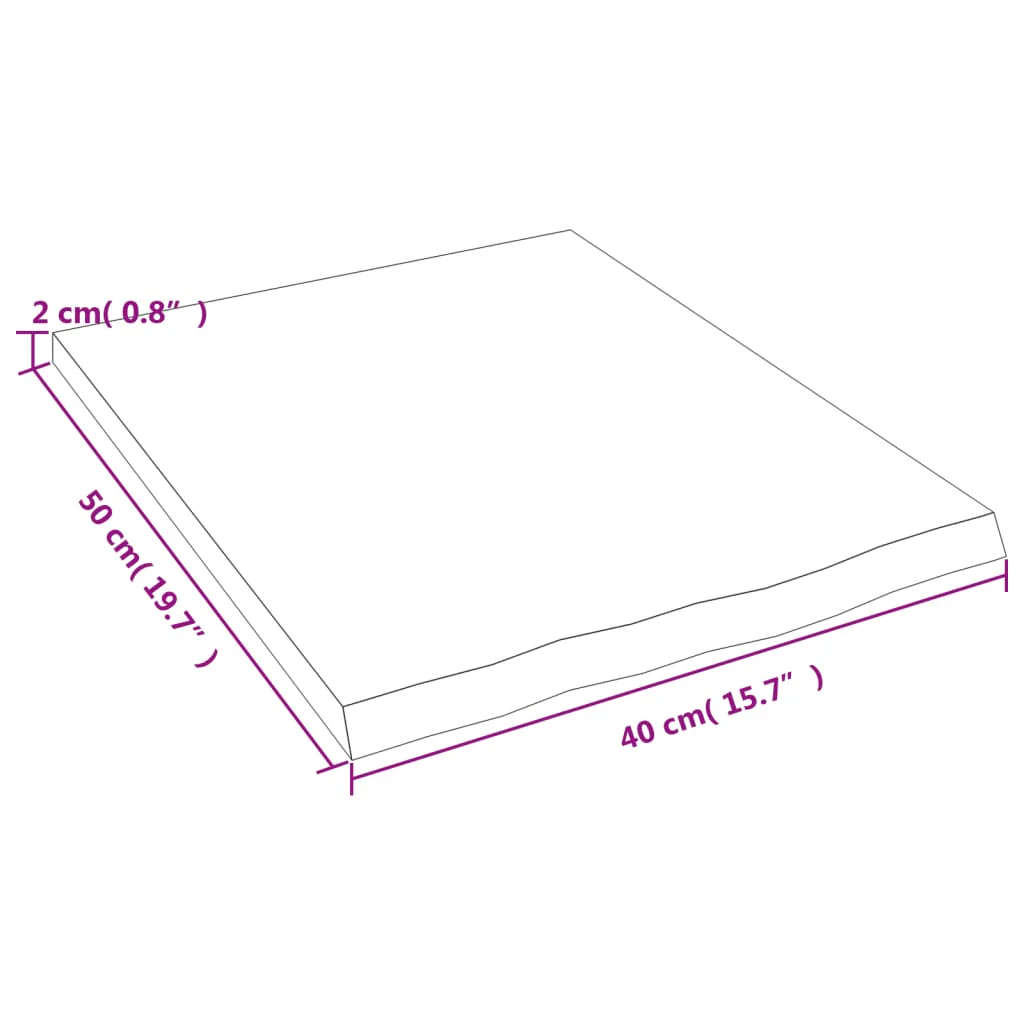 bordplade til badeværelse 40x50x2 cm massivt træ ubehandlet - Image 6