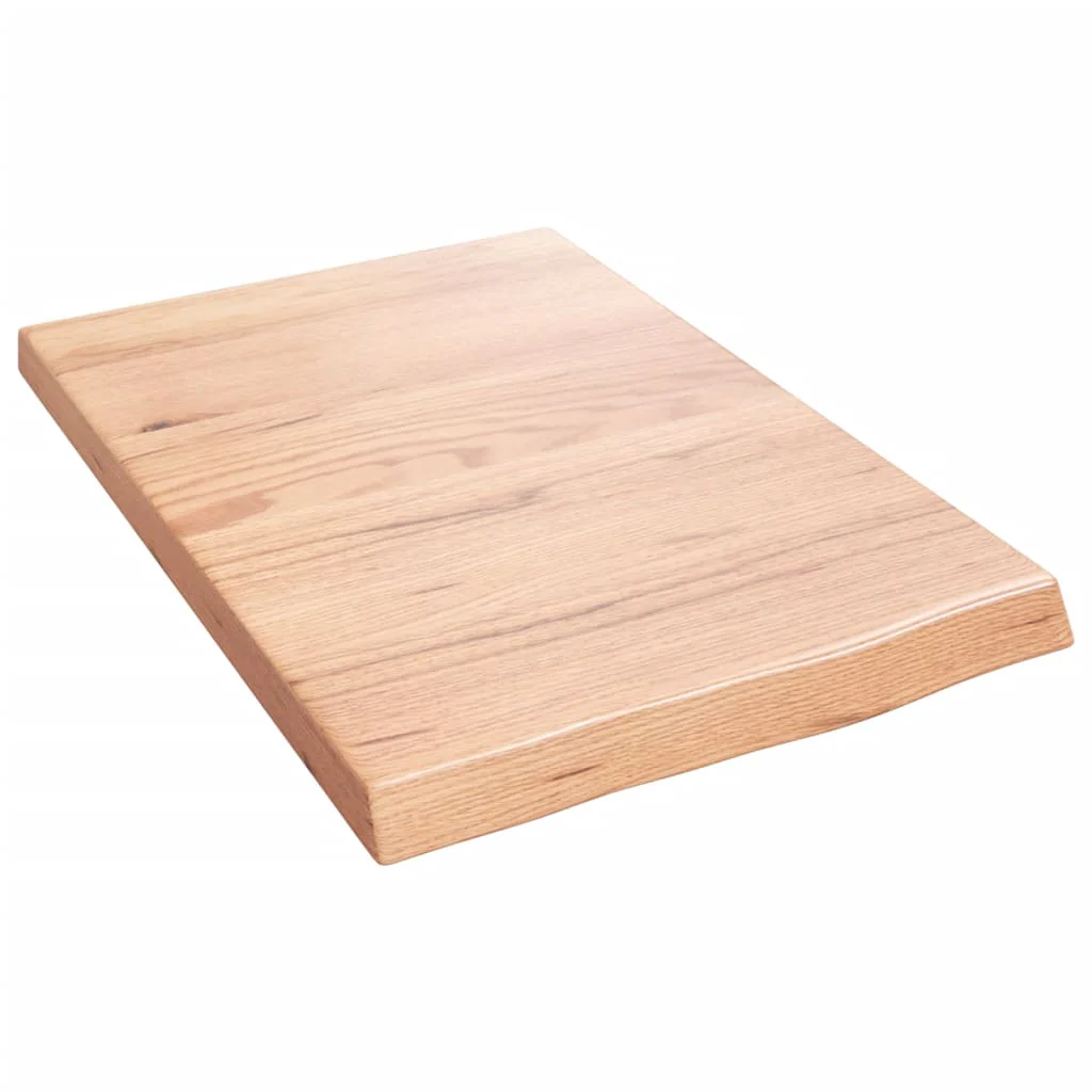 bordplade til badeværelse 40x60x(2-4) cm massivt træ lysebrun - Image 2